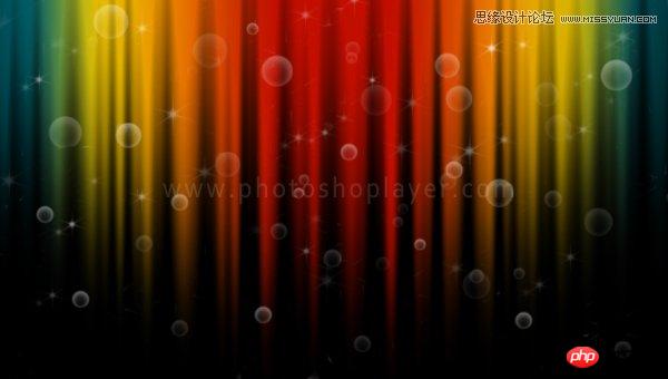Photoshop打造出舞台的梦幻迷离彩虹背景