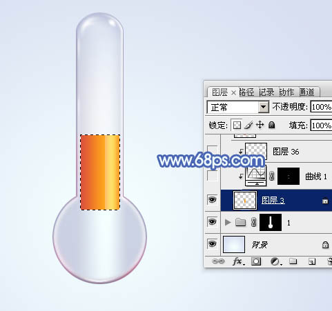Photoshop设计制作出一个精致的玻璃温度计图标