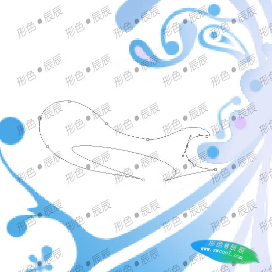 Photoshop为美女加上自制的花纹翅膀
